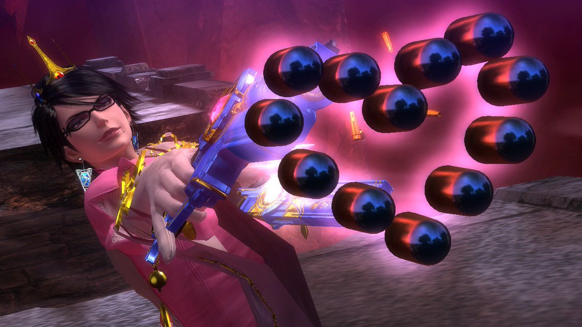 NintendoES's tweet photo. La bruja que dispara corazones llega dispuesta a enamorarte. ¡Feliz San Valentín! #Bayonetta2 https://t.co/qy4GSnCqZu https://t.co/9iilZQiByk