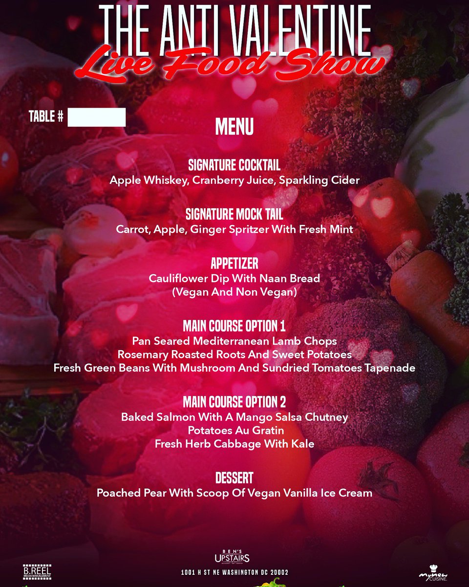 TheDriveSDW's tweet photo. Happy V-Day DMV Foodies! Still looking for something to do tonight? The 2nd Floor at @bensupstairs is serving our signature V-Day Meat vs Vegan lovers chef menu all night! #dmvevents #dcfoodies #breelllcevents #bensupstairs #meatlovers #foodies #ValentinesEvening  #ValentinesMenu https://t.co/OY7vS5KUV5
