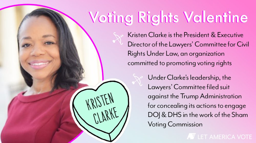 Let America Vote So Much For Kristenclarkejd Who Leads Lawyerscomm Where She Holds Trump His Administration Accountable When They Try To Trample On Our Votingrights T Co Mngmudgenu
