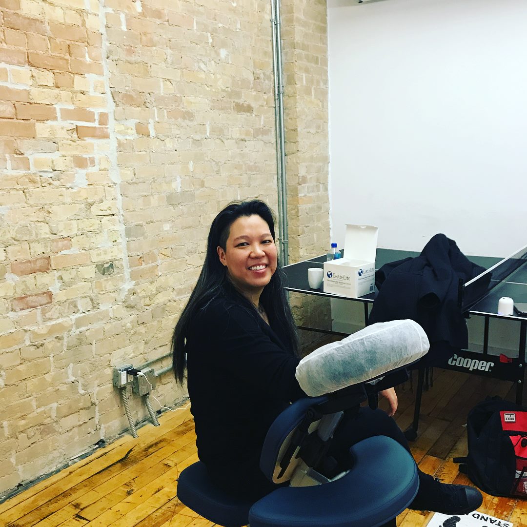 KateMcGregr's tweet photo. Celebrating #ValentinesDay2018 with @ZenreachKW! Chair Massages and delicious treats from @UnityBaking. #ShareTheLove #bemine #WorkplaceWellbeing #zenreach https://t.co/sgQRON9ODg