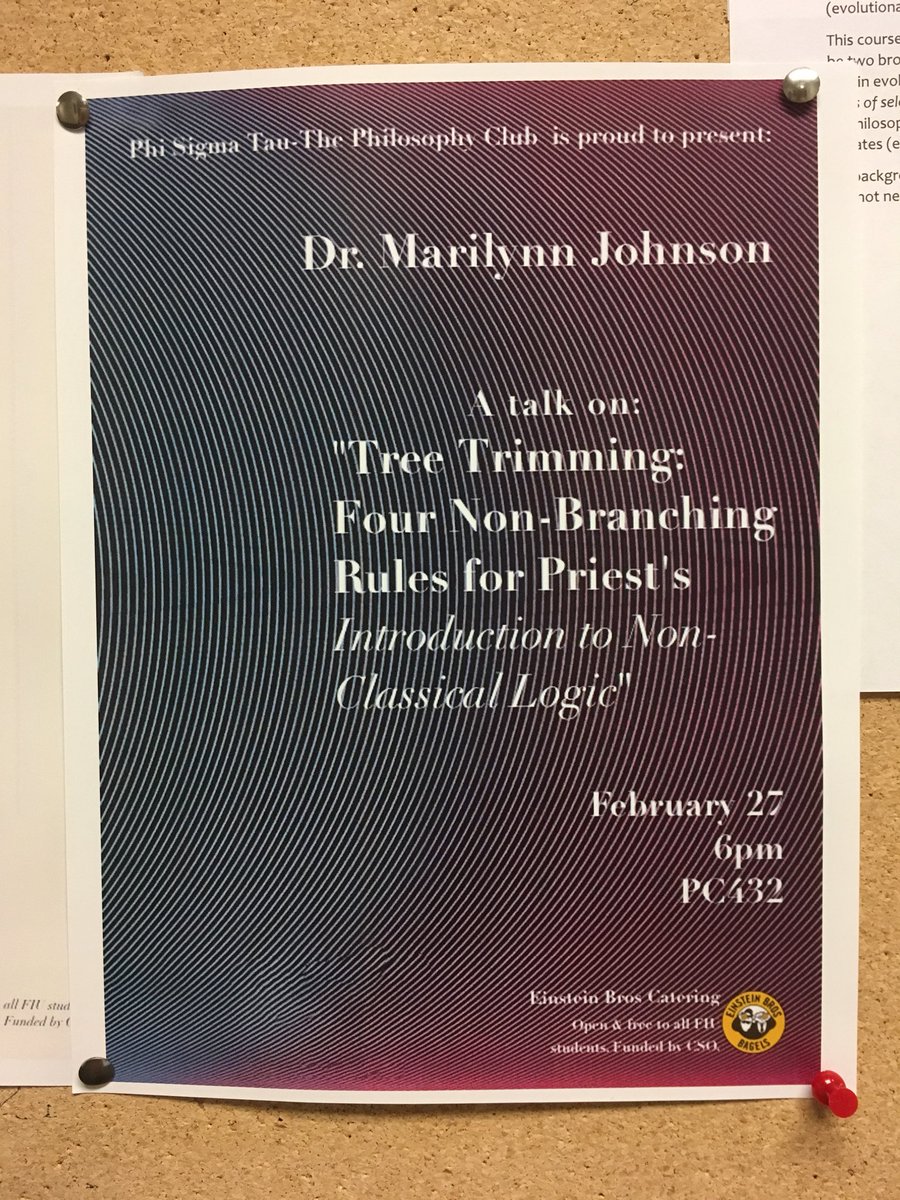 marilynnjohnsn's tweet photo. I’m looking forward to speaking to the philosophy club on universal instantiation rules on Feb 27th! And they made me a beautiful flyer 👀 #philosophy #existence #nonclassicallogic #grahampriest https://t.co/6T4MAayZP8