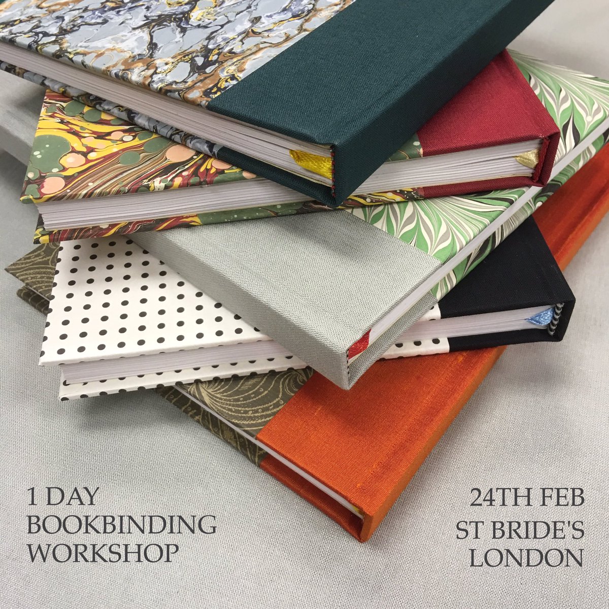 Last few places left! Join us on our 1 day #beginners #bookbinding course in the beautiful #print room @stbridelibrary on 24th February 10-4. For full details visit the St Bride's website or bookbindingjoe.com