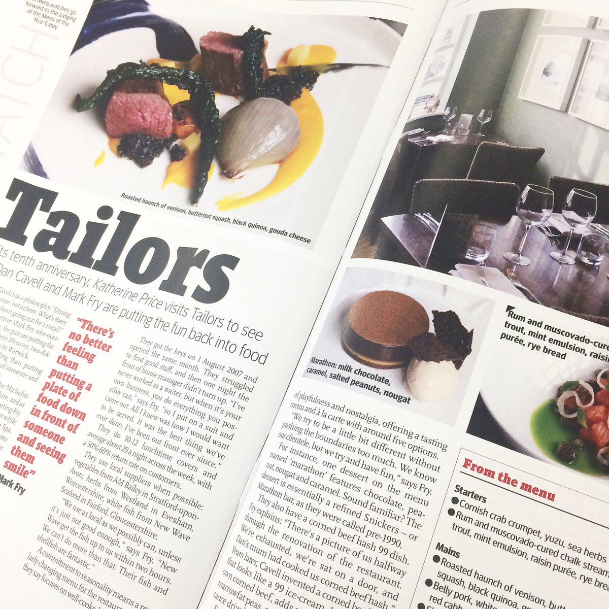 Do pick up this week’s issue of <a href="/Caterertweets/">The Caterer</a> and read all about the lovely <a href="/TailorsRestaura/">Tailors Warwick</a> in Warwick - a small restaurant with great food and big flavours