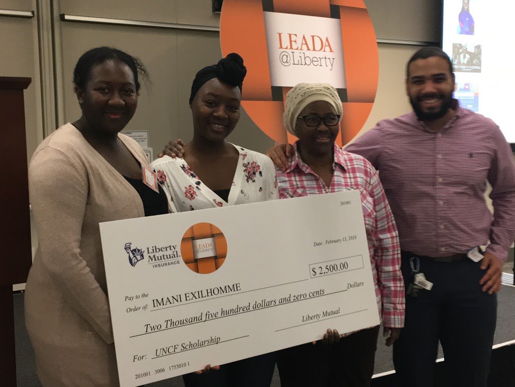 MassDHE's tweet photo. Congrats to @BHCCBoston student Imani Exilhomme, who made her family proud winning 1st #MAComCom corporate scholarship from @LibertyMutual @UNCF! https://t.co/WCViLjB26R