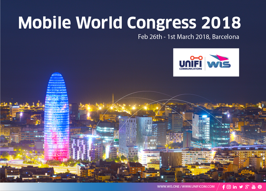 WISTelecom's tweet photo. LET'S MEET! WIS Telecom, a @UNIFICOM company, will be present at the Mobile World Congress 2018 in Barcelona. Please email sales@unificom.com , see you there! @GSMA @mobileworldlive #MWC18 #MWC2018 #mwc https://t.co/Zv7CE3SLgg