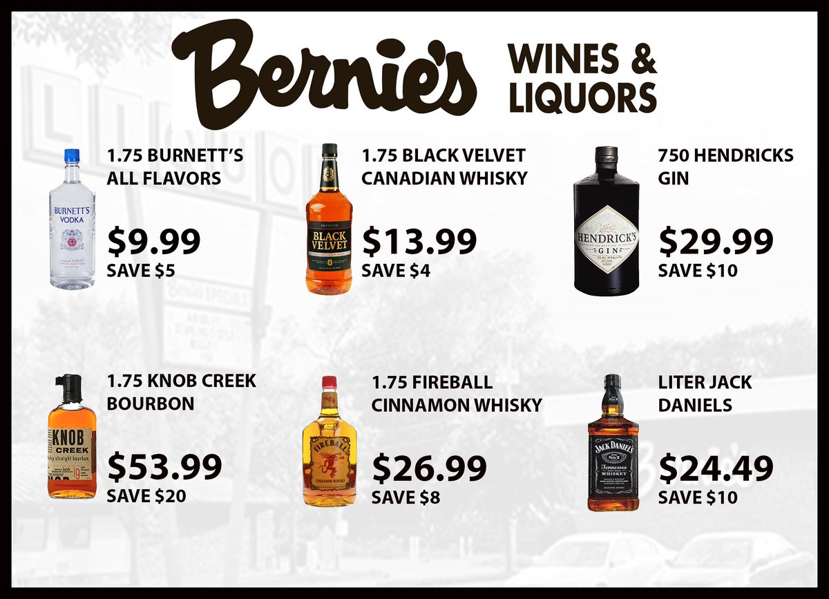 Enjoy these savings all month at Bernie's.