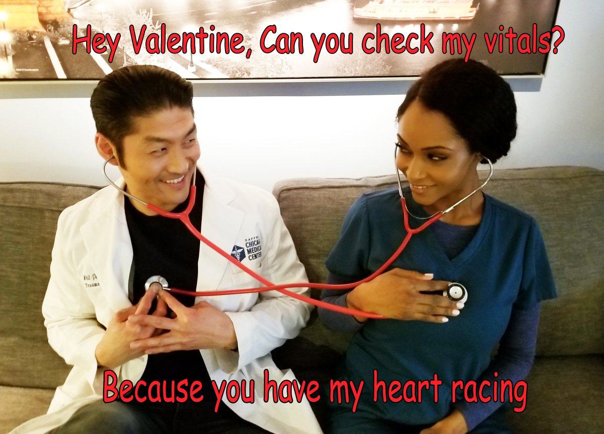 yayadacosta's tweet photo. Happy Valentine's Day from #Chexton and @NBCChicagoMed! #ValentinesDay https://t.co/5ebXjQaKKq