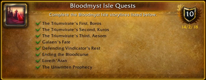 Thyrawow's tweet photo. I just earned the [Bloodmyst Isle Quests] #Achievement #Warcraft #CecWoW #BloodmystIsle #Loremaster #questlines https://t.co/5Gie0Y9Q17