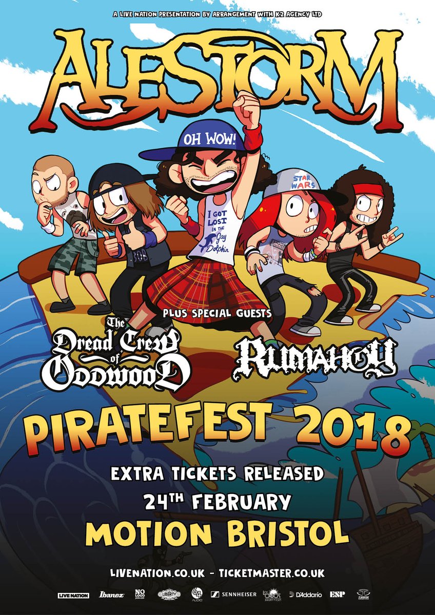 Yo ho ho and a bottle of celebratory rum. We've released more tickets for @alestormband when they head here on the 24th with @oddwood and Rumahoy! > bit.ly/AddedTickets <