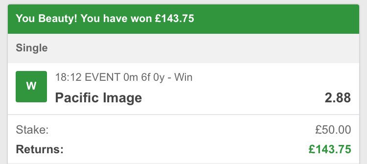 Knew the favourite wasn’t up to the rechallange! Pacific imagine bolted up! Still looking for a double! #MahoningValley #bookiebashing #HorseRacing
