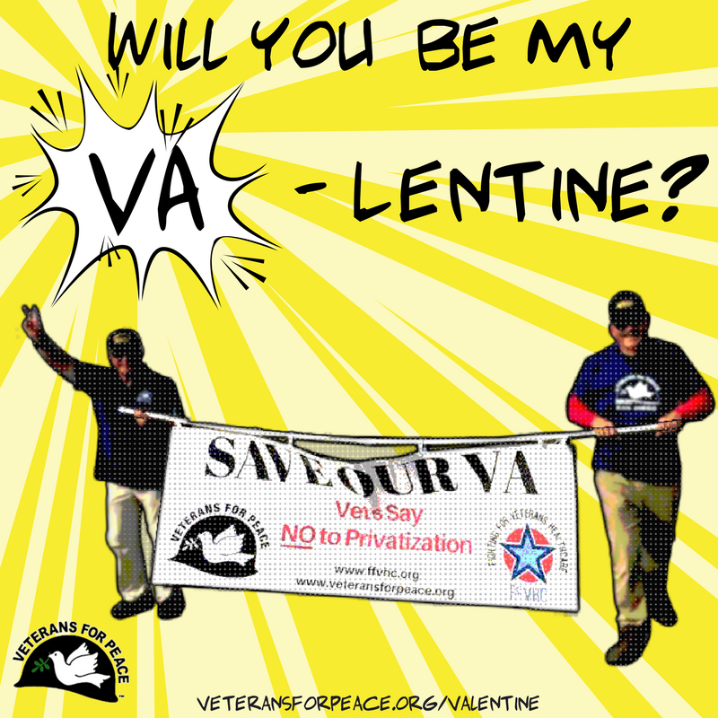 VFPNational's tweet photo. Dear @fightingforvets Will you be our VA-lentine? #PeaceValentine #SaveOurVA https://t.co/C3gZU8PuiS