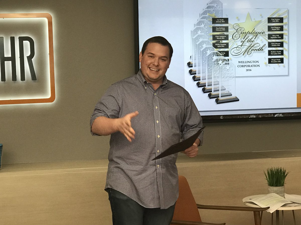 SHR_Global's tweet photo. Alex receiving his Employee of the Month award. Congrats! #LifeatSHR https://t.co/qK2jPoOVNH
