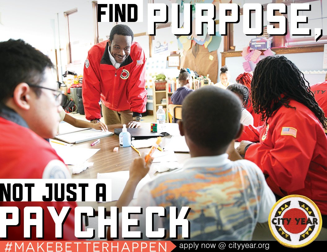 Find PURPOSE, not just a paycheck. Want to learn more about how YOU can serve a year and change the world? Come talk to me at booth 40 at the #UNLCareerFair today from 1pm-5pm! <a href="/UNLCareers/">UNL Career Services</a> <a href="/CityYear/">CityYear</a> #makebetterhappen