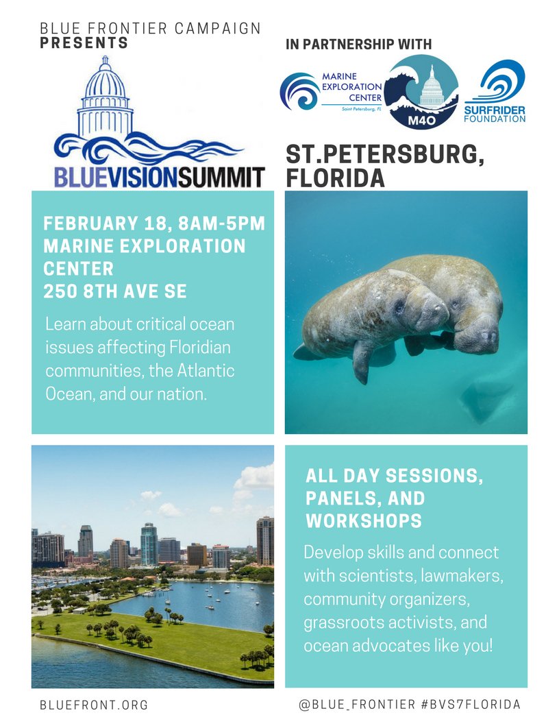 savingoceans's tweet photo. Ready to champion a healthy #ocean? Join @Blue_Frontier in St. Petersburg, FL this week for a critical update: https://t.co/gzaDYznpA3 #BlueVisionSummit #MarchForTheOcean https://t.co/xTek4SW4vx