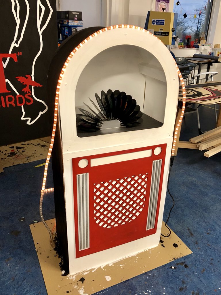 Q3_DT's tweet photo. Grease in a week day 3. Our year 8 students have worked hard today, designing more amazing work ready for the Grease set. @q3academy #immersiveeducation #grease #dt #design https://t.co/sRw3zUxDYL