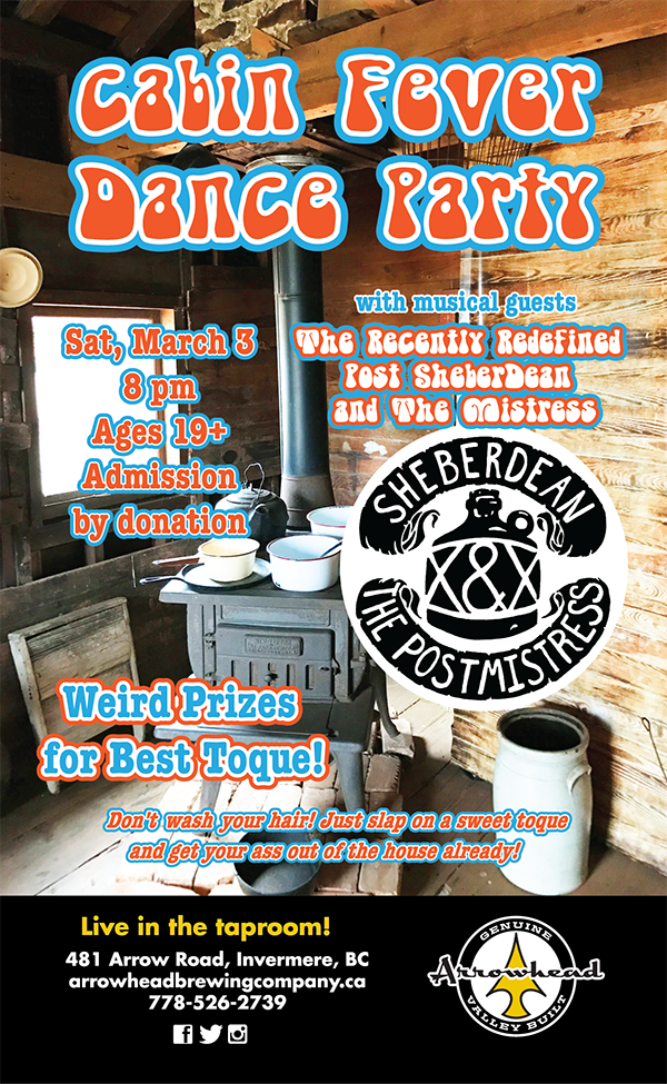ArrowheadBrew's tweet photo. Cabin Fever Dance Party in the taproom on March 3! Shake off the winter blues and come dance your little heart out! #explorekr #explorebc #bccraftbeer #livemusic https://t.co/IYBvmKKpag