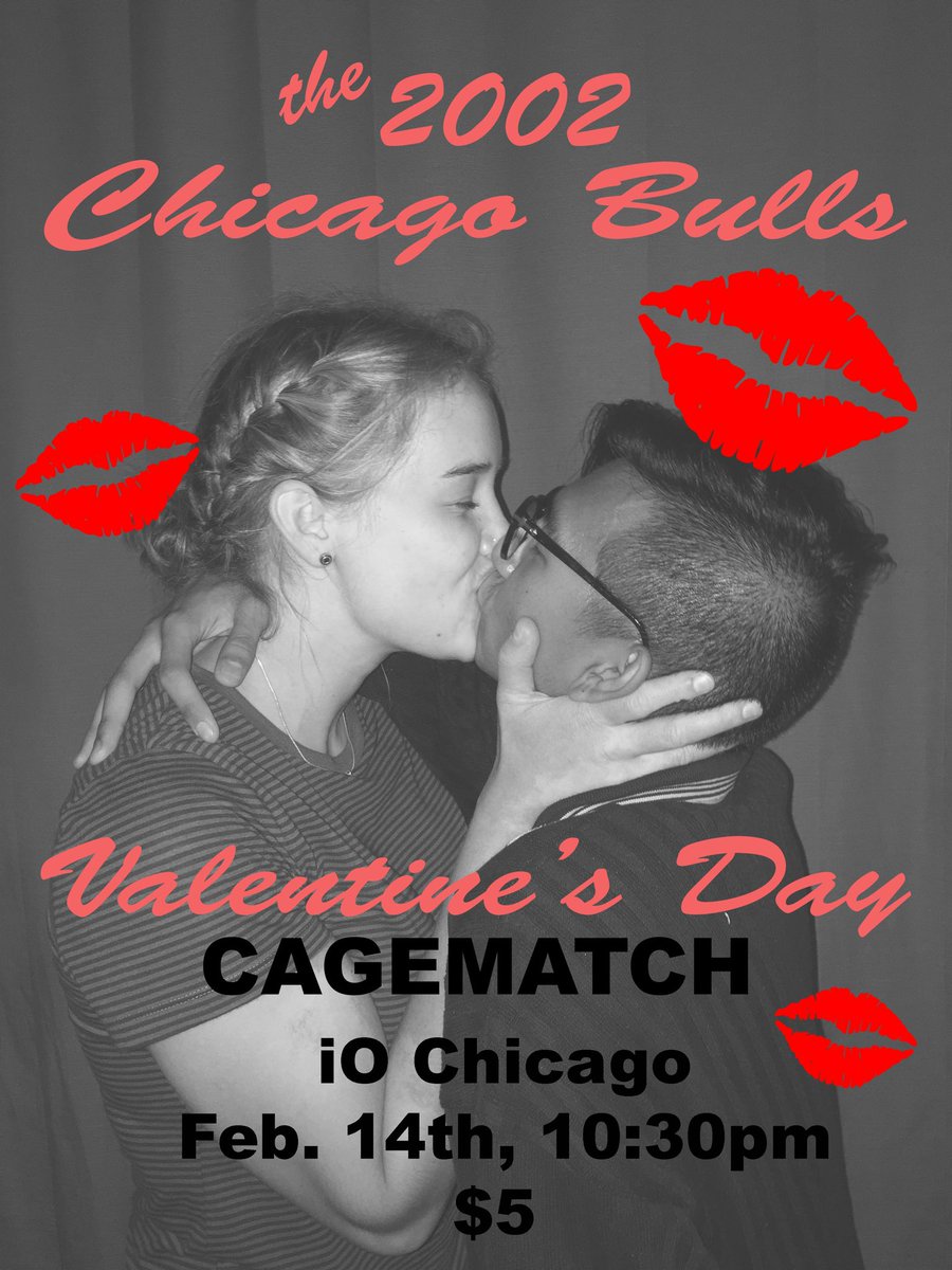 DePaulComedy's tweet photo. Need a last minute date idea? Come see the 2002 Chicago Bulls do a modern dance interpretation of the sex scene from Blue is the Warmest Color at this week’s Valentines Day cagematch! @2002Bulls 
iO Chicago • 10:30p • $5 https://t.co/kbZrzgTMkE