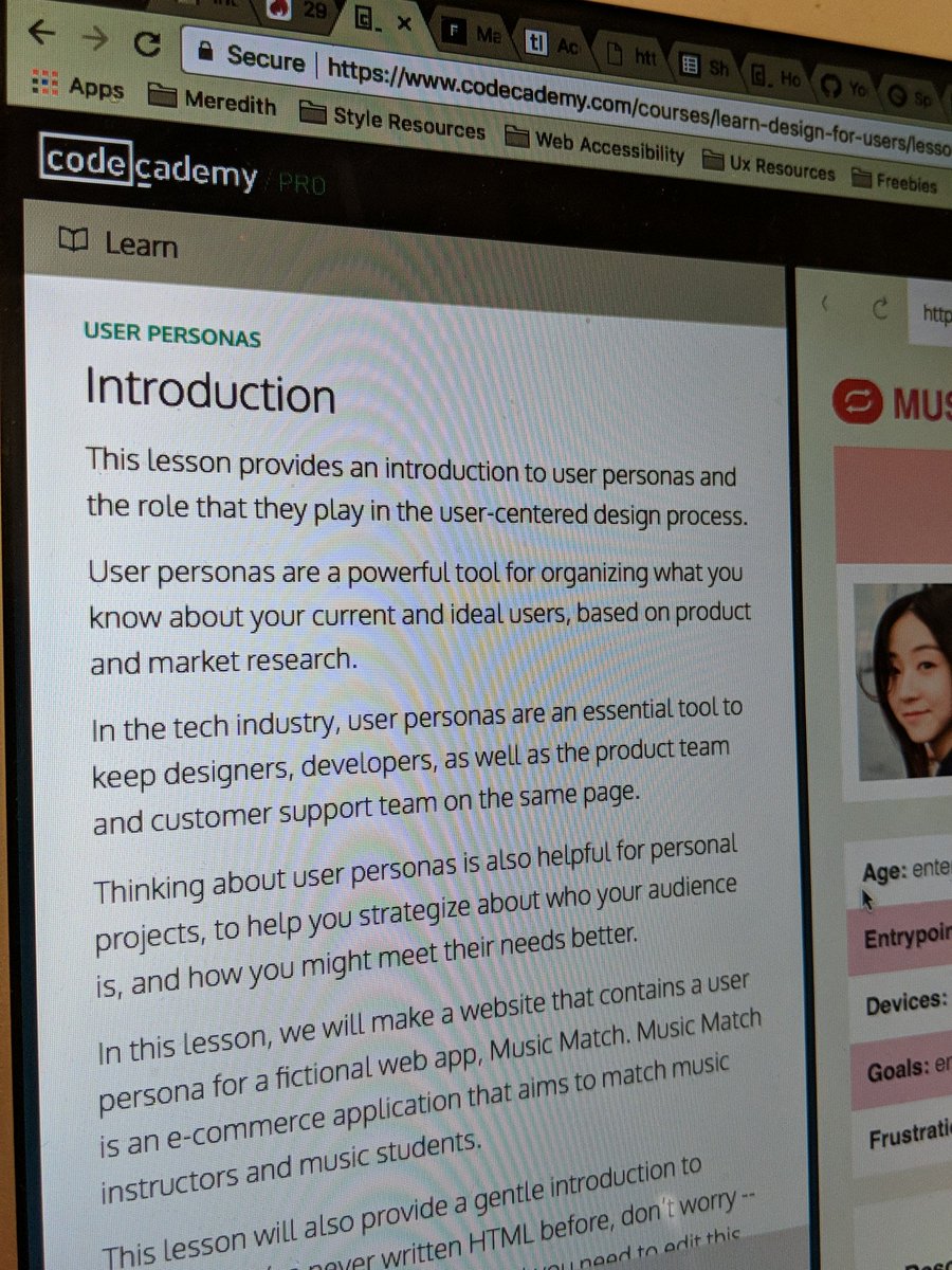 SymoneAustin's tweet image. First day of my #codecademypro class where I&apos;m learning more about #uidesign and #uxdesign 🤓