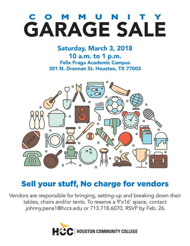 Be sure to check out our community garage sale on Saturday, March 3. 
RSVP to sell your stuff at no charge by February 26. @EastEarlyHS <a href="/MCHSFraga/">MCHS at HCC Fraga</a>
