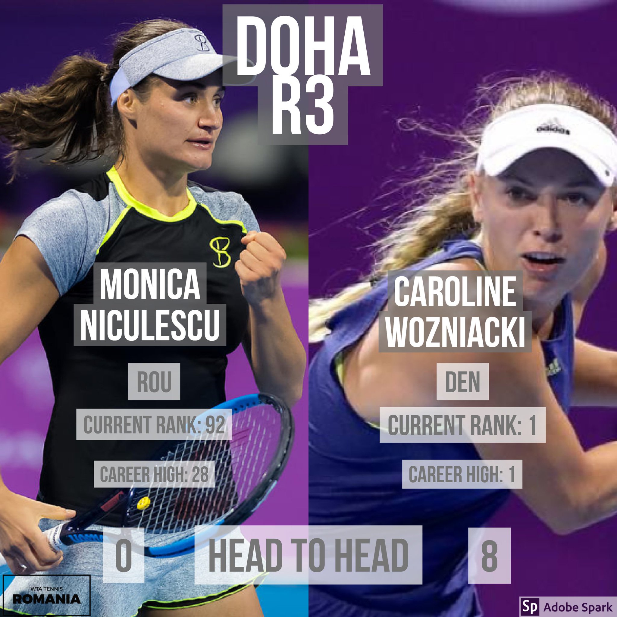 Wta Romania On Twitter Schedule For Romanian Players In R3 On Thursday At Doha Sorana Cirstea Vs Garbine Muguruza Simona Halep Vs Anastasija Sevastova Monica Niculescu Vs Caroline Wozniacki Mihaela Buzarnescu Vs