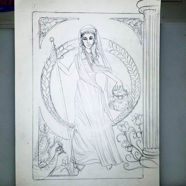 NavajoBirdsong's tweet photo. Reposting @officialjust2artists: - via @Crowdfire 
When the outline is done and it took you longer than you thought...
#hera #pencil #zeus #antivalentinesday #antilove #greekmythology #art #instaartist #imstaart #artnouveau https://t.co/7uATSlRHXs