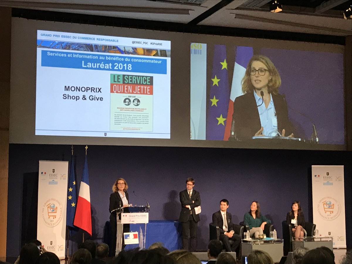 ines__leroux's tweet photo. #GPrixRSE bravo à @Monoprix pour son prix « Servives et information aux bénéfices du consommateur » grâce à son concept Shop &amp; Give, une solution intelligente, solidaire et anti-gaspi 
@ESSEC_PGC https://t.co/9jiT50WFES
