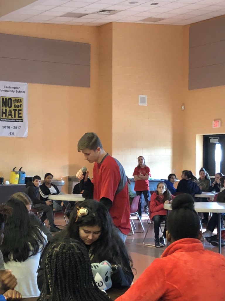 The No Hate Breakfast Club went to Eastampton middle school to give an anti-bullying presentation. We gave  students the tools to be an upstander in various interactive activities 🖤💛 #bekind #rvnohatebreakfastclub