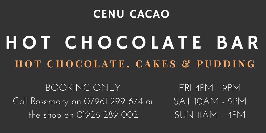 This weekend our Hot Chocolate Bar will be open again - tables are getting booked up so if you'd like to come and join us for hot chocolate, cake, pancakes .... give us a call on 01926 289002 to book a table! #leamingtonspa #hotchocolate