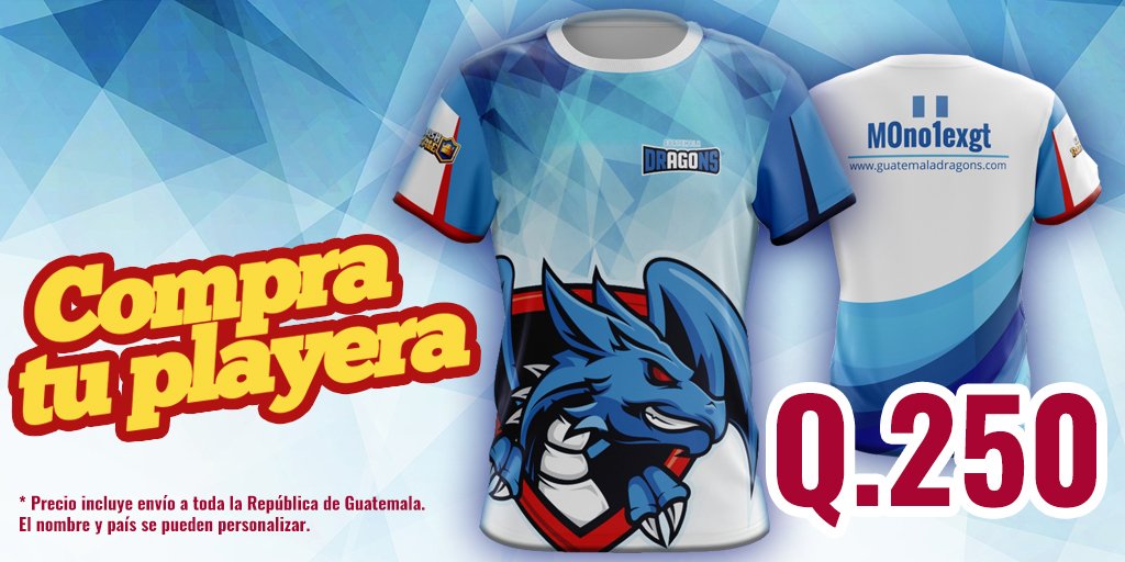 Lanzamiento Oficial
Adquiere tu playera personalizada de Guatemala Dragons a tan solo Q. 250.00, el precio incluye envío a toda la República, si estas interesado envía un mensaje a info@guatemaladragons.com
