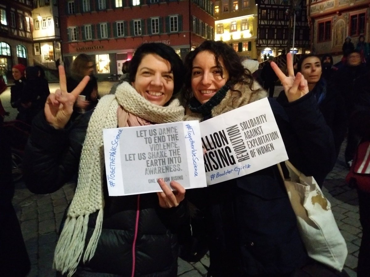 ChriKiefer's tweet photo. Advocating #equality, #safety & #freedom for #women - marching at the #OneBillionRising rising march in #Tuebingen, Germany. End #ViolenceAgainstWomen ! #WomenInScience #NobodysDoll #WomenMarch2018 #GirlPower #TogetherWeScience https://t.co/LH3lnHQ7hy