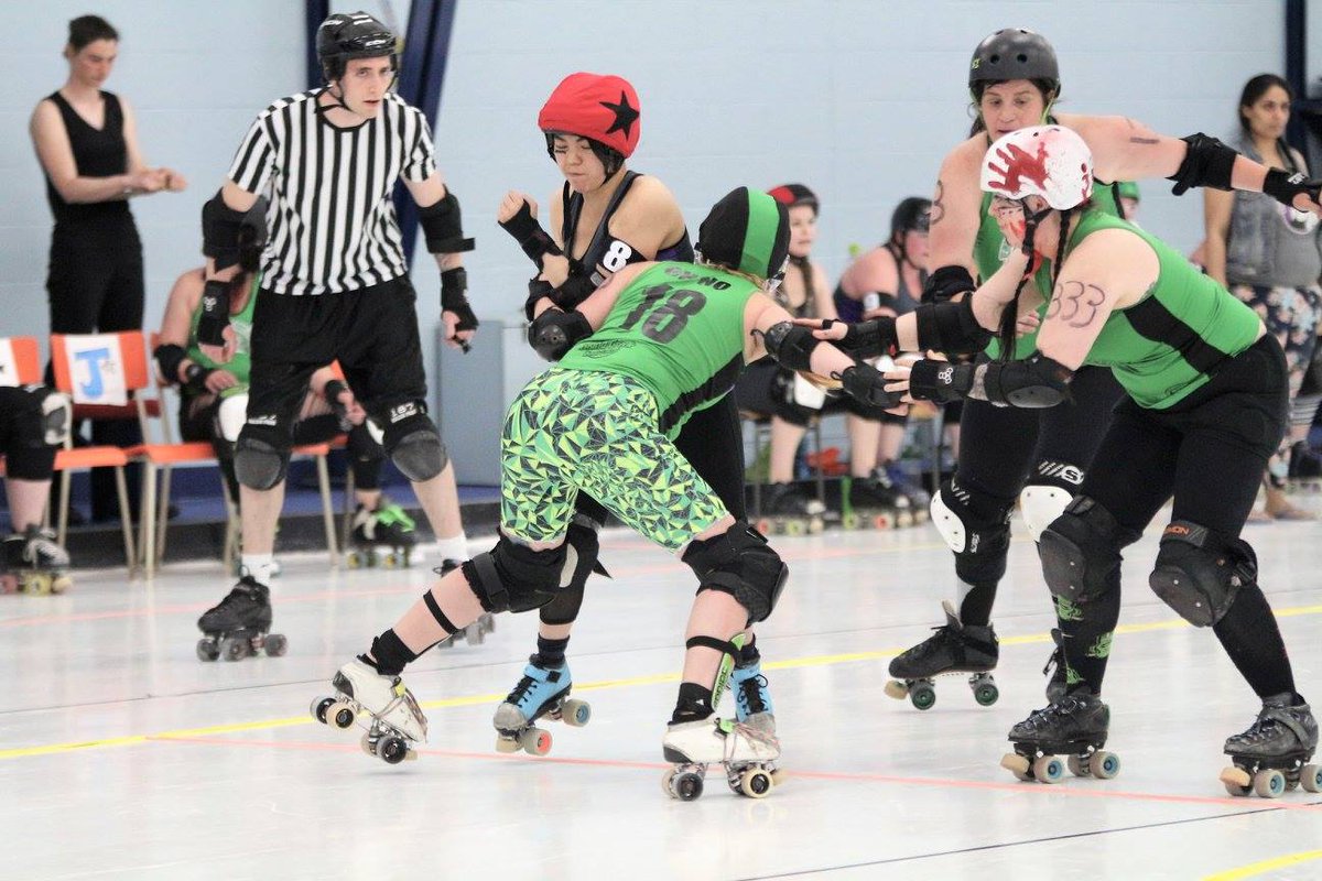 AnchorCityDerby's tweet photo. Here are the Dockyard Brawlers playing the #TarCity Rollers last summer! Photo: @RicLaf https://t.co/Nf86QMrdP8