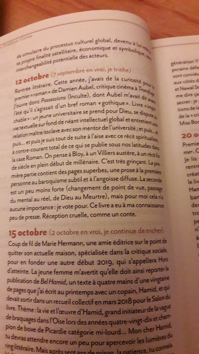 #FrédéricCiriez n'effeuille pas seulement #BettieBook mais aussi son journal dans #Décapage et dit quelques mots de mes #Possessions sous l'invocation de #Bloy et #Villiers!