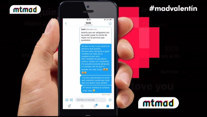 mtmad's tweet photo. ¡¡Lucía e Irene se enamoraron por Twitter y nos enseñan los mensajes!! 😮 Queremos aprender un poquito @SergiPedrero y @LucLoren https://t.co/xyrMKVvvPT #MadValentin https://t.co/qCnDZxvvxg