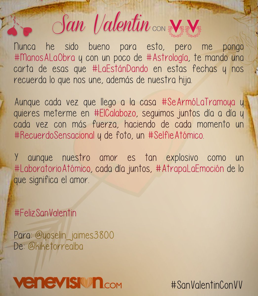 sssvenevision's tweet photo. Y con esta carta cerramos el ciclo de ganadores de hoy ¡Gracias por participar! #SanValentinConVV https://t.co/Pl7OTBctVh
