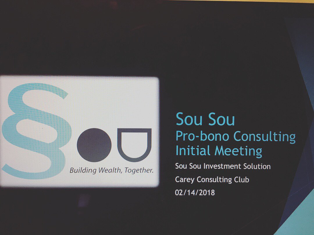 InvestSouSou's tweet photo. Met with our student consultant group with JHU Carey Business School! So excited to get this pro-bono project started!
@careyConsulting #buildingwealthtogether #investsousou https://t.co/YEcjqNaLsQ