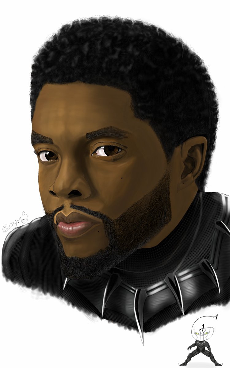 jimmyguyms's tweet photo. #BlackPanther #BlackPantherFanArt  #ChadwickBoseman Full Color "Chadwick Boseman alias Black Panther" By Guyms. https://t.co/TybQ9Yjn7d