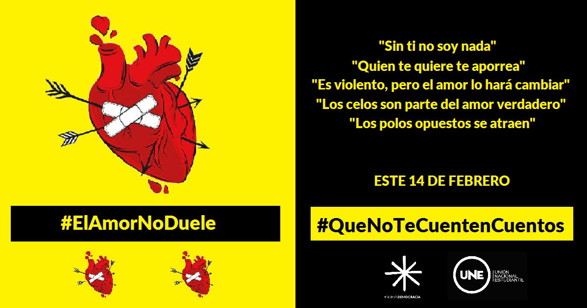 ND_Chile's tweet photo. El concepto tradicional de Amor Romántico incluye elementos que tienden a naturalizar la violencia machista y la subordinación de la mujer. 
Este #14DeFebrero aprovechamos de recordar que #ElAmorNoDuele.
#QueNoTeCuentenCuentos https://t.co/v730q0cVVL