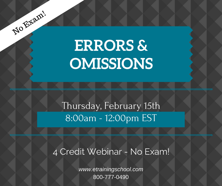 EITINS's tweet image. Register now: Our #ErrorsAndOmissions #webinar will be live tomorrow morning. Earn 4 #insurance CE credits with #NoExam! Use promo code TRYAWEB and pay just $40! ow.ly/jo1B30iiWMK