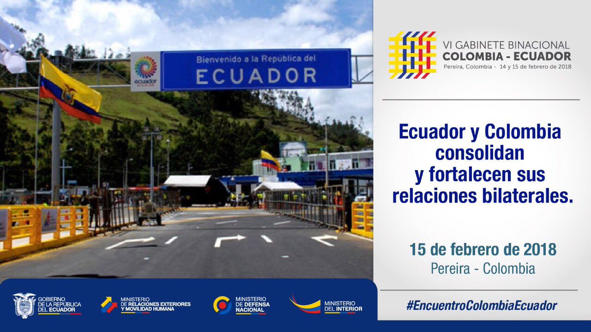#Ecuador 🇪🇨 y #Colombia 🇨🇴 trabajan en seis ejes conjuntos en el Plan Binacional de Desarrollo Fronterizo. #EncuentroColombiaEcuador