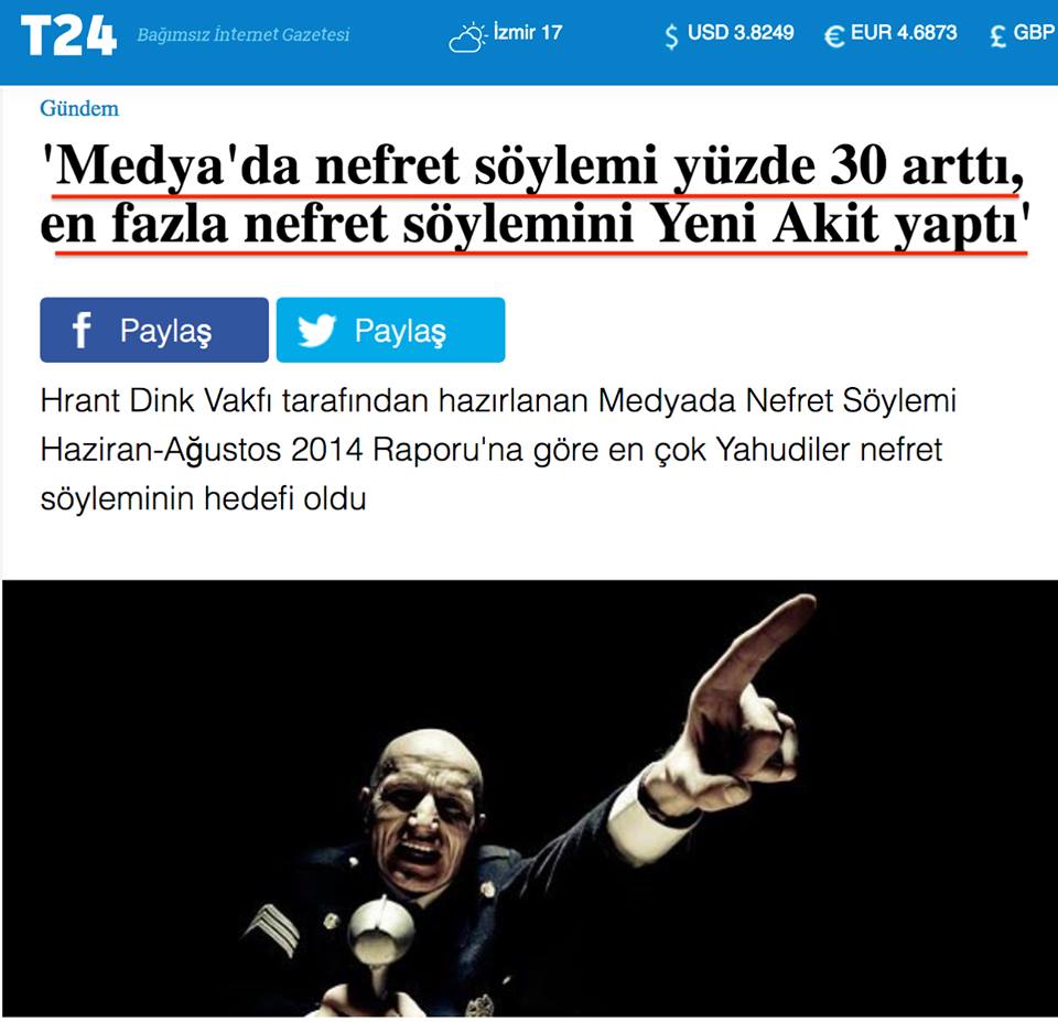 Milletimiz sevgiyi/birliği savunurken, Atatürkçüsü, Alevisi, Sünnisi, Kürdü, Türkmeni, başörtülüsü, dekoltelisi, çarşaflısı, ateisti, Musevisi, Hristiyanı, solcusu, sağcısı tüm Türk Milleti birlik olsun diye çabalarken, Akit ise nefret söylemiyle ortaya çıkyor. <a href="/Akparti/">AK Parti</a> <a href="/ahmethc/">ahmet hakan</a>