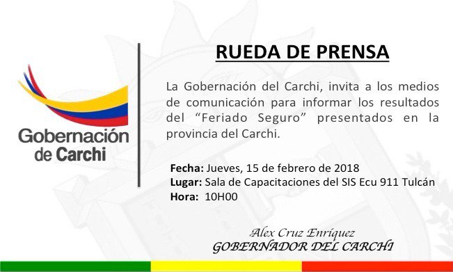 Invitamos a la #RuedaDePrensa para informar resultados del #FeriadoSeguro.