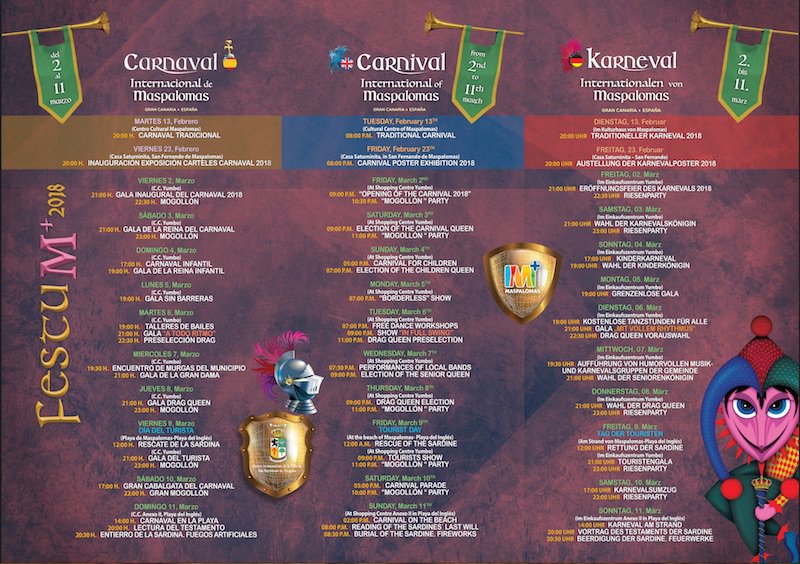 ¡¡Aquí lo tenemos el Programa difinitivo del Carnaval FestuM+!! Ya va  quedando menos compártelo con tus amig@s!!🤩🤩 #Festum2018  #Carnavalinternacionaldemaspalomas