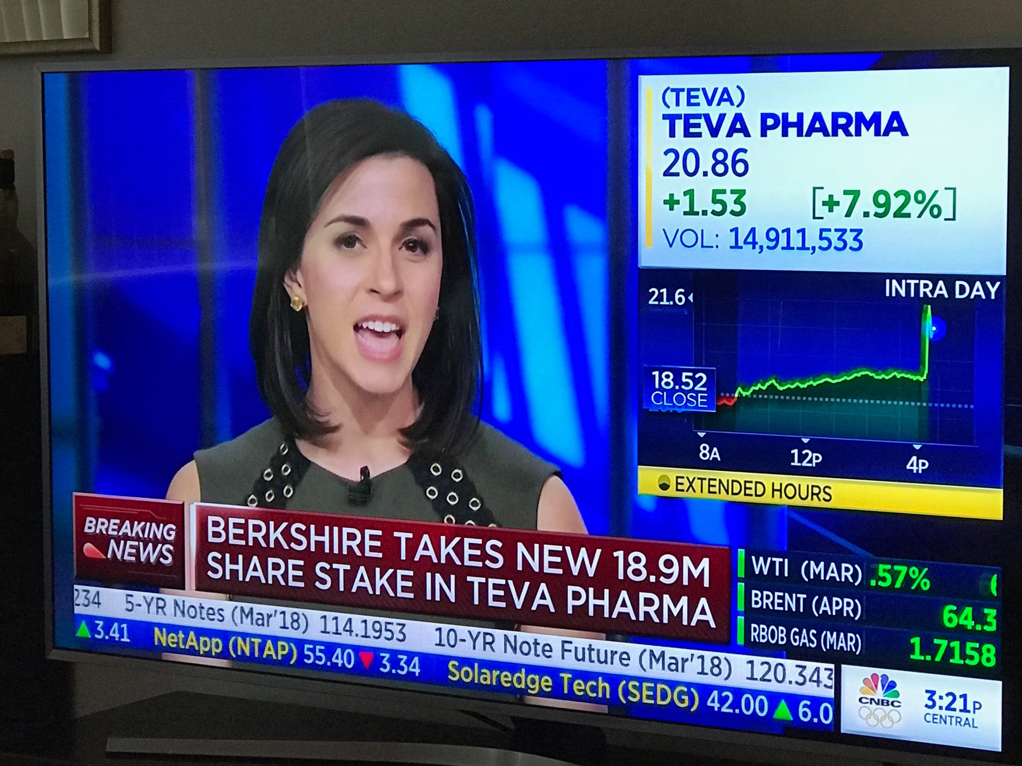 Meg Tirrell Twitter: "$TEVA up on new Berkshire Hathaway stake https://t.co/z6sWdVF1TT" / Twitter