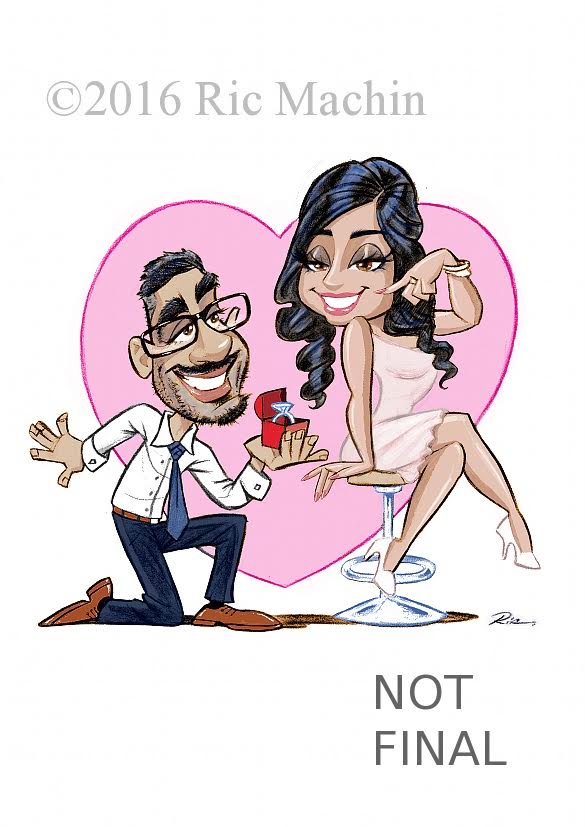 RicMachinArt's tweet photo. Proposal cartoon. #BridesHour #handmadehour #HenorStagHour #weddingwednesday #weddinghour  https://t.co/f9cbjS2C52 https://t.co/uRY8FZKwsH