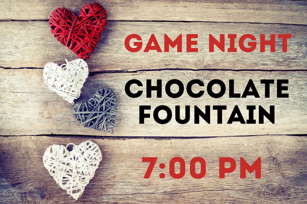 UnitedSN's tweet photo. Don’t forget tonight we will be having our Valentines game night and there will be a chocolate fountain! You guys don’t want to miss this! https://t.co/bwitfLChGa