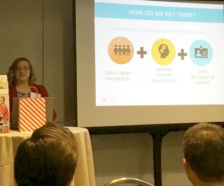 HISDLinkedLearn's tweet photo. More #LLCon2018 sessions 4 #LinkedLearning MGRs Felicia Lara & Dana Carmouche “Where the Crosswalk Ends: Helping Students Define their Post Secondary Paths” w/ CTE courses presented by Concur Kathy Boyd & Cal College of Arts Marianne Bland #TXED @HISD_Supe #GlobalGraduate #CTE https://t.co/Sgm9HWioGc