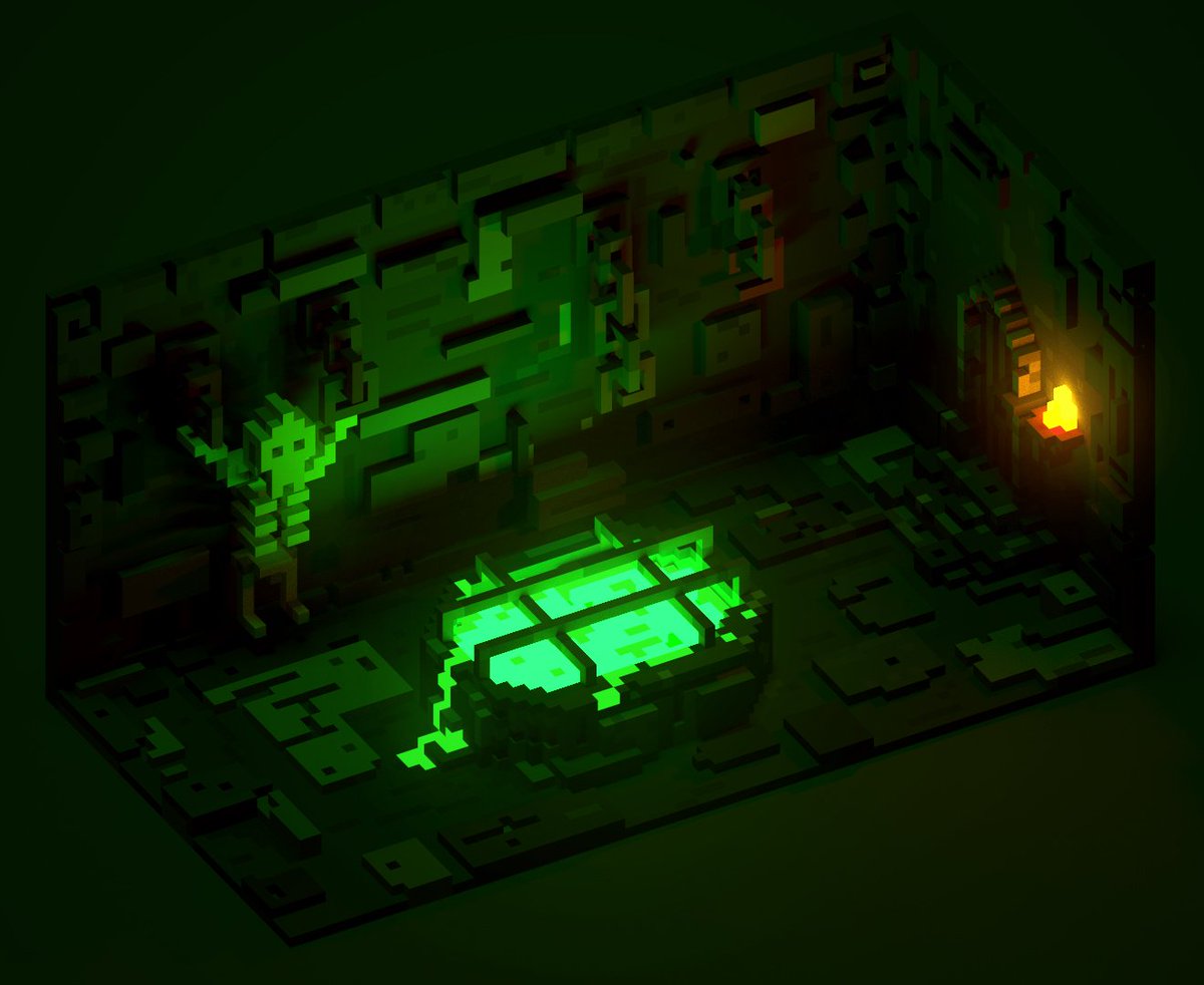 Another voxel scene this time its a dungeon with a little friend in there. 💀
Hope you like it.

#3dmodel #gamebackground #gamedesign #isometric #isometrico #voxels #voxel #magicavoxel #dungeonsanddragons #dungeons #fantasy #voxelworld #voxeldungeon #dungeon #itziarivera