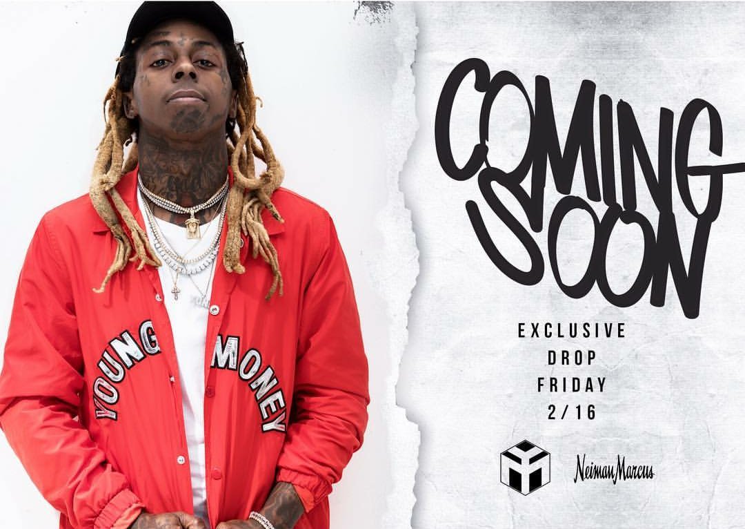 YoungTunechiYM's tweet photo. Who coppin the new #YM merch? Droppin exclusively at https://t.co/baMryjODYO and at @neimanmarcus in Beverly Hills on Friday 2/16! @LilTunechi said be the first 75 ppl to buy the new merch in stores and meet him in LA! #YMROC #YoungMoney #YM #FreeC5 #D6  #FreeWeezy #D6Reloaded https://t.co/9clxtqIket
