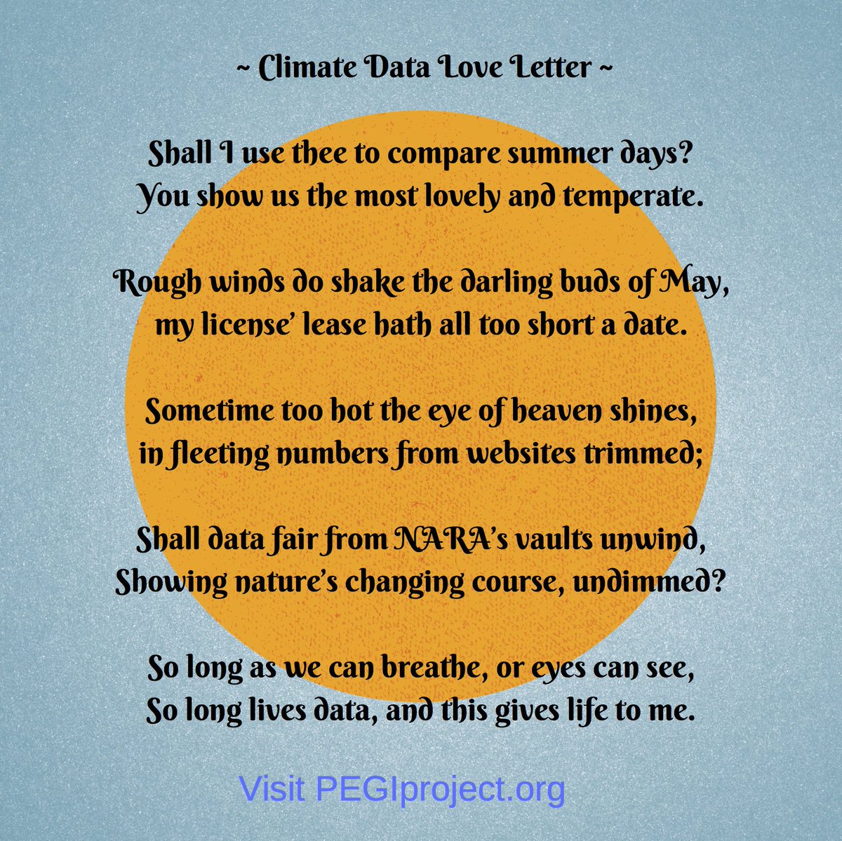 DataRefuge's tweet image. @PEGIProjectshares their love for #ClImateData love letter &amp;lt;3 "So long as we can breathe, or eyes can see, So long lives data, and this gives life to me" #DataValentine #DataRefuge