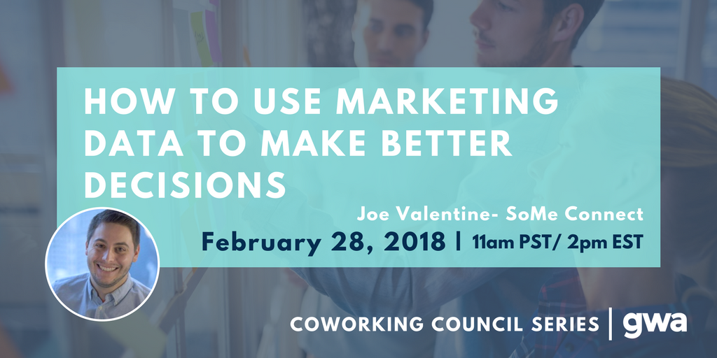 gwassoc's tweet photo. Joe Valentine, Digital Strategist with @SoMe_Connect, is going to demystify the landscape of digital marketing for coworking spaces. Join us on Wed, Feb 28 11am PST/ 2pm EST for our #coworking council series. You don't want to miss out! Register today: https://t.co/Kdb34dW8lr https://t.co/qPDNmedeoh